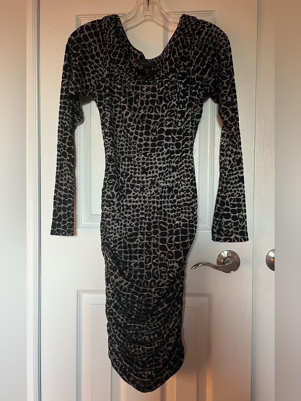 BCBGMaxAzria Black Dress with Silver Animal Pattern